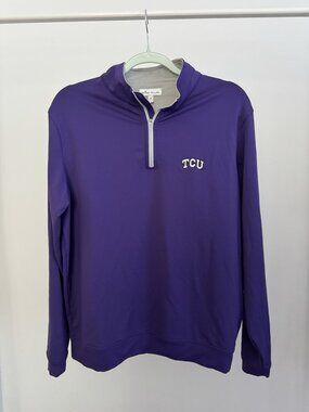 Peter Millar TCU Quarter Zip Men's Medium Purple Performance Horned Frogs